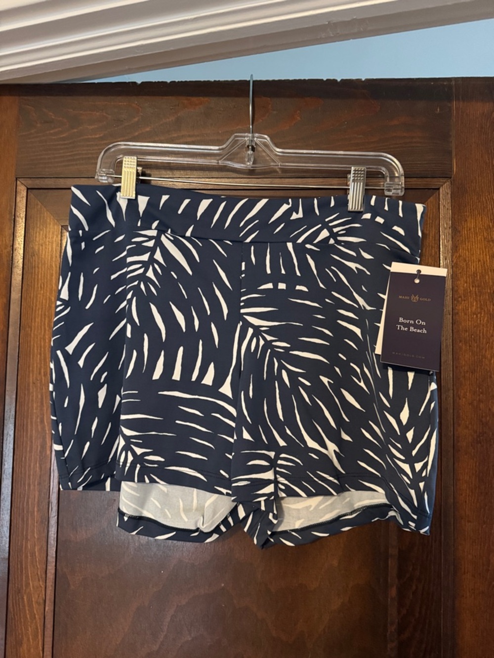 MAHI GOLD Navy and White Leaf-Print Skort